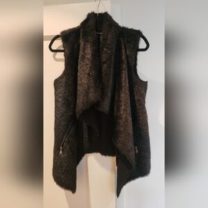 Kenneth Cole Black Faux Fur Vest